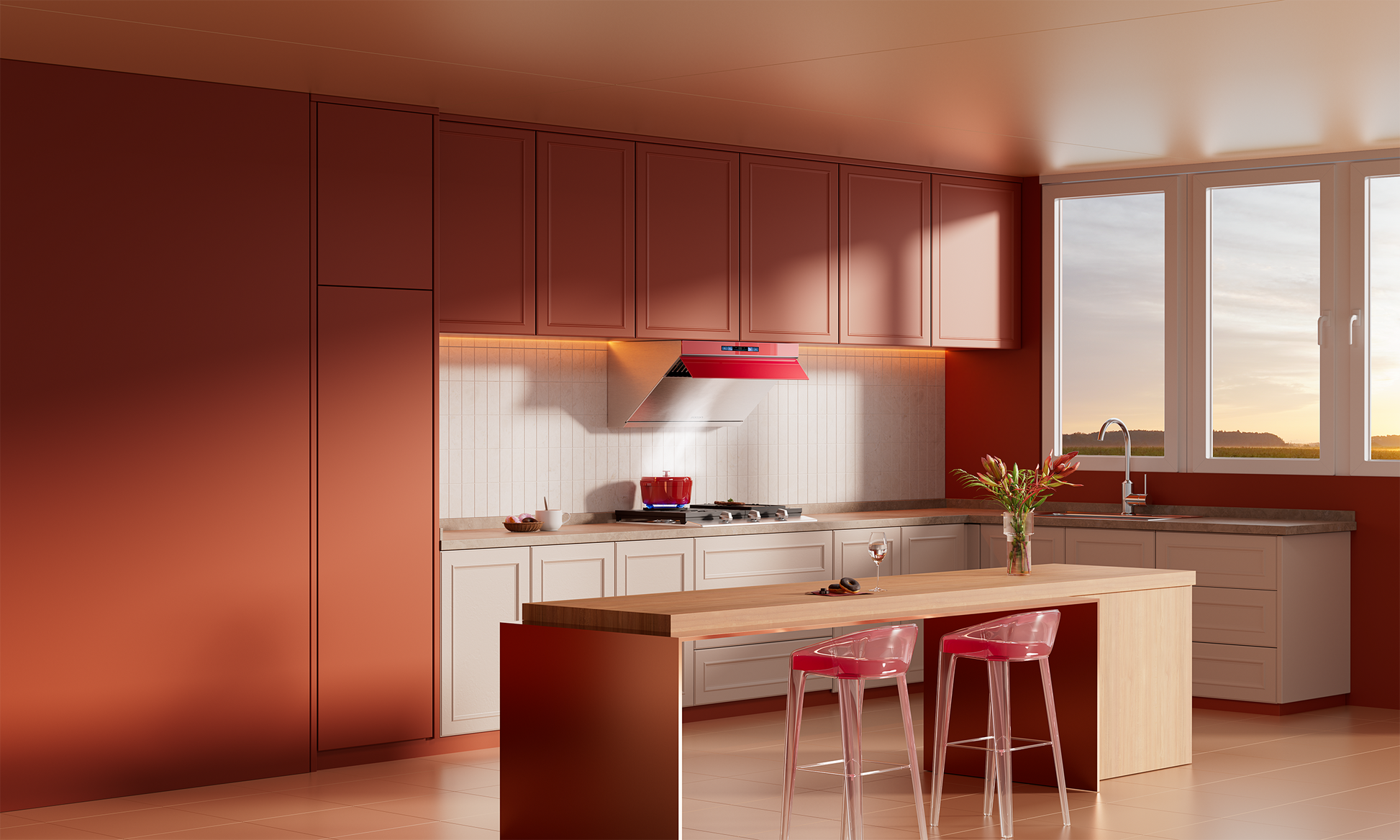 30" Range Hood - Red